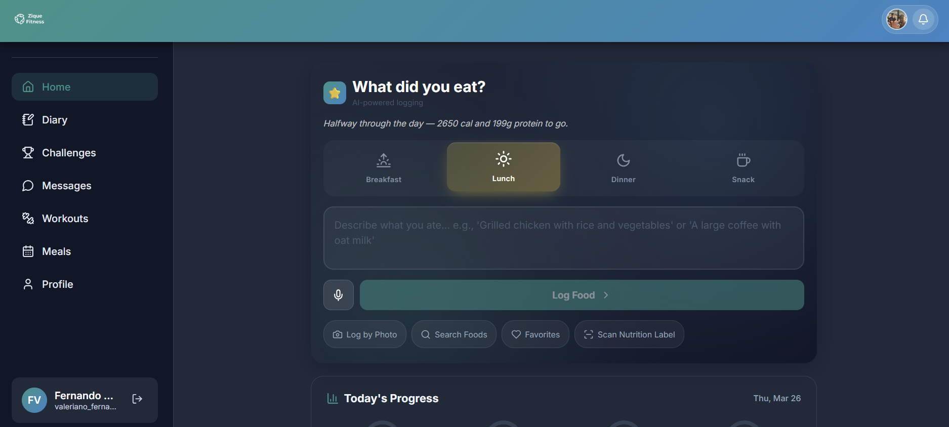 Client App — AI-powered food logging with voice, photo, and barcode scanning